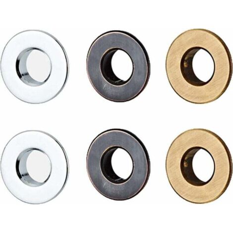6 Pièces Anneau de Trop-Plein, Insert D'anneau en Laiton, Bagues pour Trop-plein de Lavabo Pièce de Rechange pour évier de Salle de Bain Ou Cuisine (Chrome, Patine Noire, Couleur Antique)
