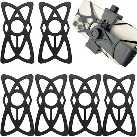 6 Pièces Attache Telephone Velo, Support de Téléphone pour Vélo, Sécurité en Caoutchouc pour Support de Téléphone, pour Vélo, Moto Guidon Scooter (Noir)