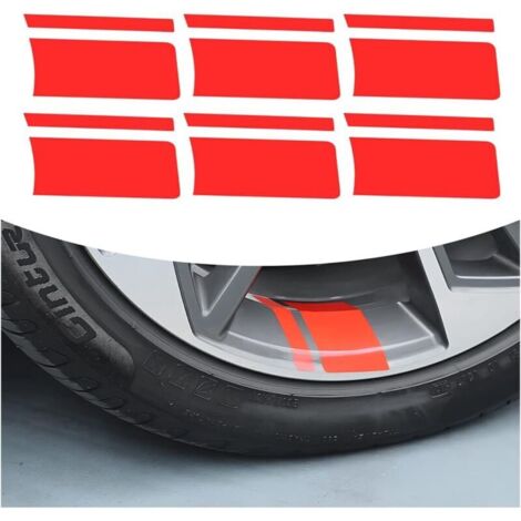 6 Pièces Autocollants pour Jantes de Voiture Stripes, Autocollant Réfléchissant pour Moyeu de Roue de Voiture, Décoration Sécurité Nuit Rayure Autocollants Jante Réfléchissante(Rouge)