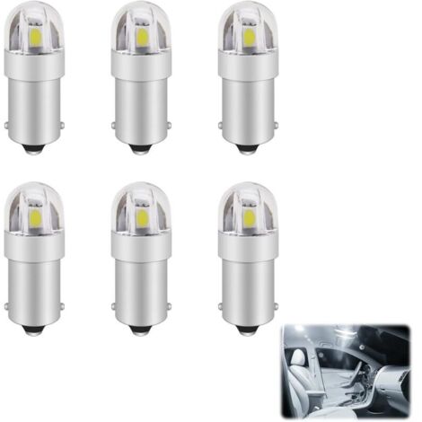 6 pièces Ba9s LED Ampoule, Ampoule LED Voiture, Veilleuse LE D Voiture, Blanc 12V L ED pour T11 1891 53 57 T4W, 6000K 47830 64111 3893 L ED V oiture Intérieur A mpoule Dôme Carte Plaque