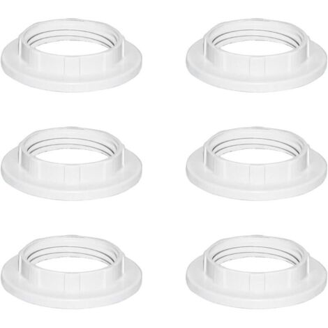 6 Pièces Blanc Plastique Anneau Réducteur Abat Jour E14 27MM, Accessoires pour Abat-Jour Bague Plaque Convertisseur d’Adaptateur, E14 Anneau