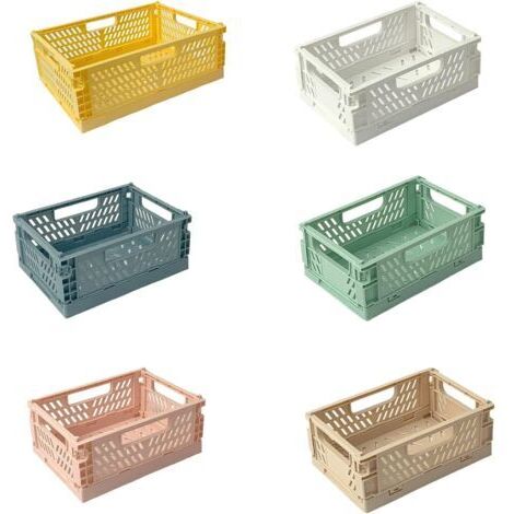 6 pièces Boîte Pliante En Plastique, Multicolore Empilable Caisse, Caisse Pliante Empilable, Mini Caisses Pliantes, Pliables Plastique Cagette Caisse Pliante Stable pour Cuisine Chambre à Coucher