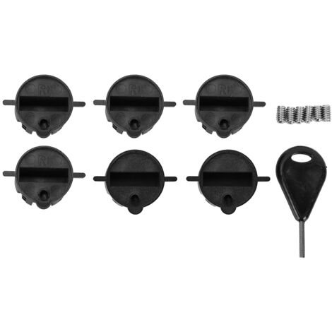 6 pièces Bouchons de Cups en Plastique pour Surfboard, Connecteurs Ronds FCS, Plugs de Dérives G5 avec Clé de Vis (Noir)
