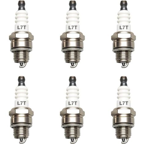 6 Pièces Bougie Allumage Universelle L7T, L7T Bougies d'Allumage pour Tronçonneuse, Tondeuse à Gazon et Moteurs 2 Temps, Pulvérisateurs, Brumisateurs, Moteurs à Essence Marins, etc.