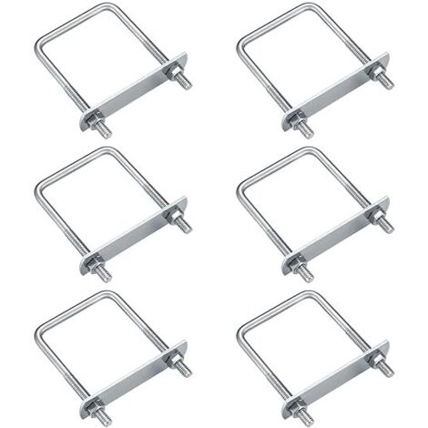 6 Pièces Boulons en U, M6 U-Bolts, Boulons de U en Acier Inoxydable avec Écrou Plaques Rondelle, Boulons de Serrage Fixation pour Fixation Tuyaus (Angle droit 80x50mm)