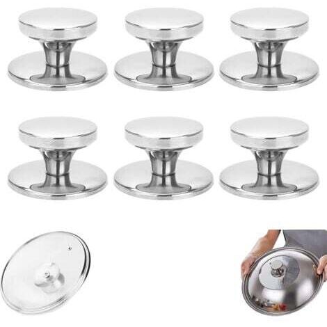 6 pièces Bouton de Couvercle, Ensemble de Boutons Couvercle Casserole Bouton de Wok Poignée du Couvercle Remplacement Acier INOX, pour bouilloires, poêles à Frire, poêles à Frire