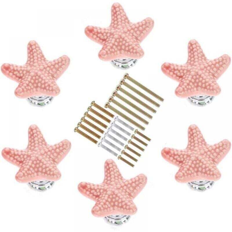 （6 Pièces） Bouton de Meuble en Forme d'Etoile de Mer de différentes tailles, poignee de meuble cuisine en céramique,pour Placard Armoire Cuisine,