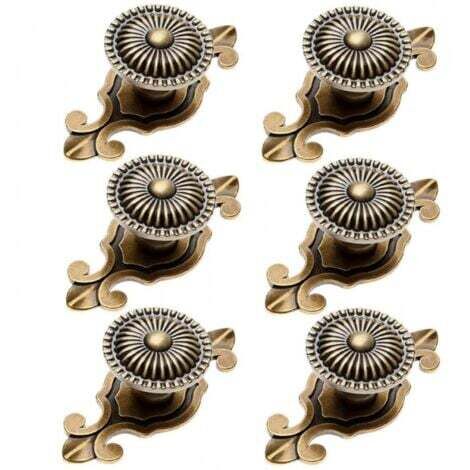 6 Pièces Bouton de Meuble Rétro 2 en 1 Poignée pour Armoire Tiroir avec Vis Bronze