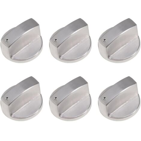 6 Pièces Boutons de Commande Universels en Métal Brossé pour Table de Cuisson au Gaz, Boutons de Commande Universels de 6mm Boutons de Commande Universels en Métal Brossé pour Cuisinière à Gaz