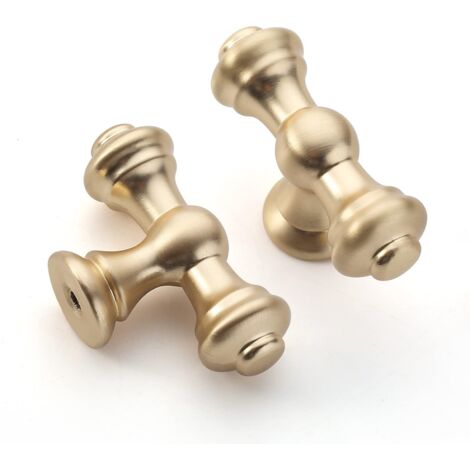 6 Pièces Boutons de Meuble Laiton Brossé, Vintage, pour Armoires, Tiroirs et Portes de Cuisine