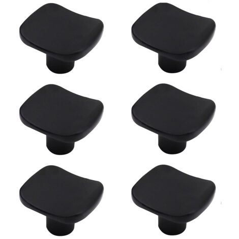 6 Pièces Boutons De Placard Carrés Noirs ,Moderne, Trou Unique, En Alliage De Zinc - Pour Armoire, Tiroirs Et Meubles