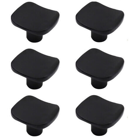 6 Pièces Boutons De Placard Carrés Noirs ,Moderne, Trou Unique, En Alliage De Zinc - Pour Armoire, Tiroirs Et Meubles