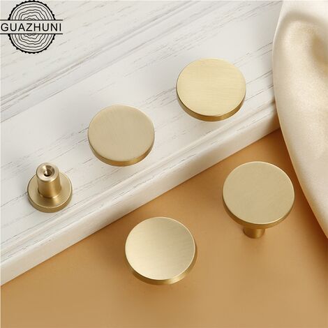 6 Pièces Boutons de Tiroir, Boutons de Meubles en Or, Boutons Armoire Ronds, Boutons de Tiroir en Laiton Doré, Poignees de Porte de Cuisine pour Décor 20 25 mm,Guazhuni