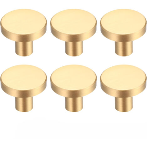 6 Pièces Boutons de Tiroir en Laiton Doré, Boutons de Meubles Armoire Ronds en Or, Poignees de Porte de Cuisine pour Décor- 20  25 mm