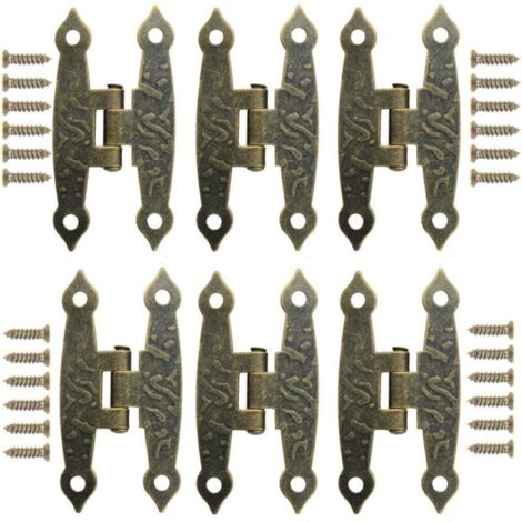 6 Pièces Bronze Rétro Charnières, Charniere Decorative,Charnières en Métal Style Rétro, Charnières Pliantes