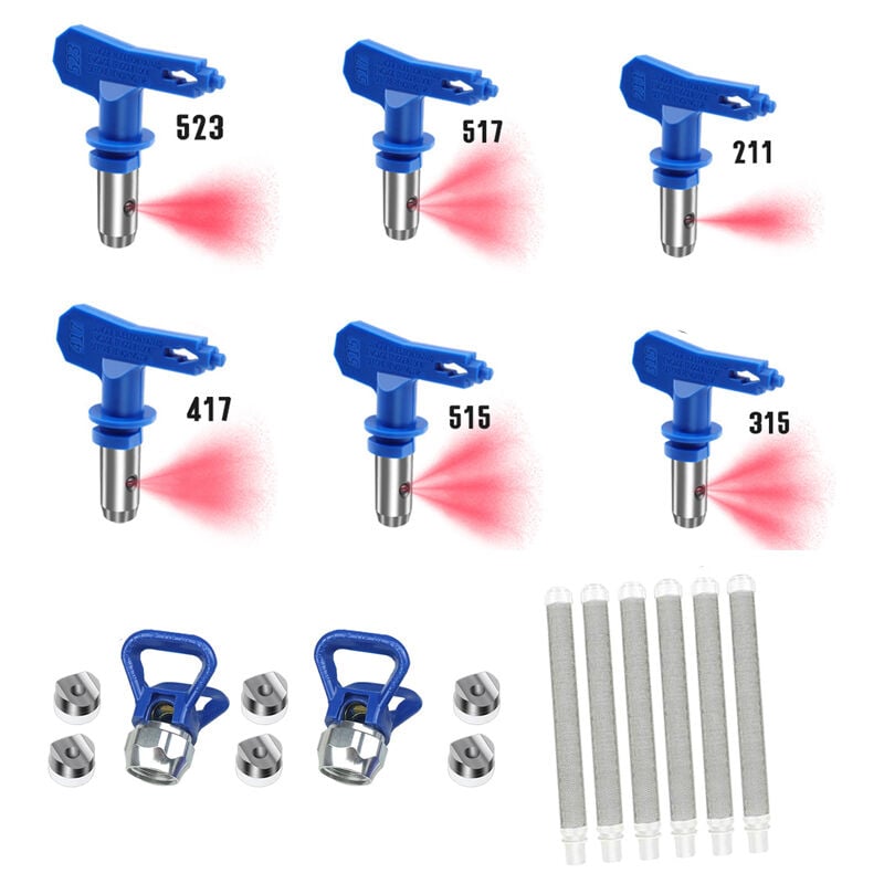 6 Pièces Buse Airless pulvérisation Réversible, 2X Buse siège Garde avec 6 filtres à mailles pour Pistolet à Peinture Haute Pression