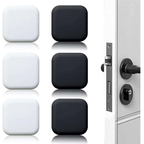 6 Pièces Butée de porte murale noire/blanche adhésive 45mmx45mm Bloc porte Stop porte mural adhesif Butoir porte mural adhesif