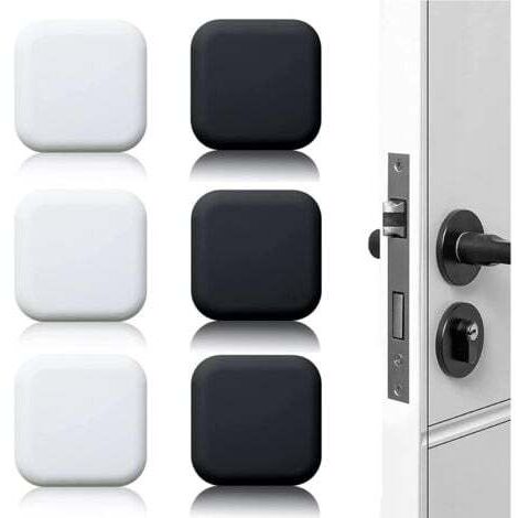 6 Pièces Butée de porte murale noire/blanche adhésive 45mmx45mm Bloc porte Stop porte mural adhesif Butoir porte mural adhesif