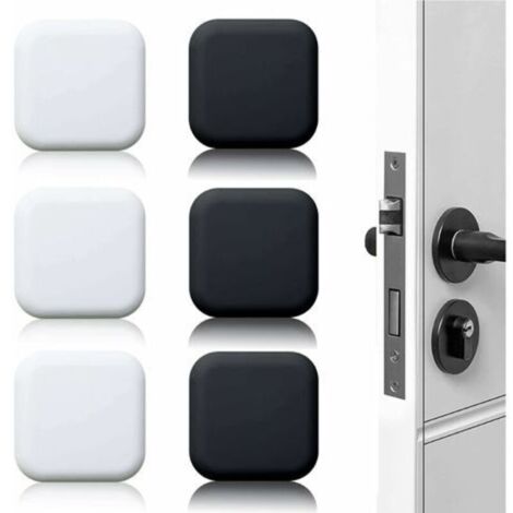 6 Pièces Butée de porte murale noire/blanche adhésive 45mmx45mm Bloc porte Stop porte mural adhesif Butoir porte mural adhesif