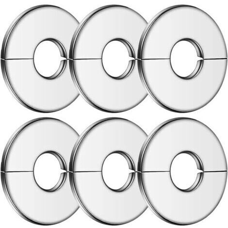 6 Pièces Cache Tuyau Radiateur Acier Inoxydable, 34mm Rosace de Robinet Argent, Cache Tuyau Plomberie, Soupape Cache Tuyau, pour Douches, Tuyaux, Robinets, Radiateurs, Conduites d'eau