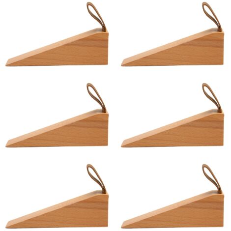 6 pièces Cales de Porte en Bois Verni Brillant Compactes pour Maison et Appartement - Idéal pour Pompiers
