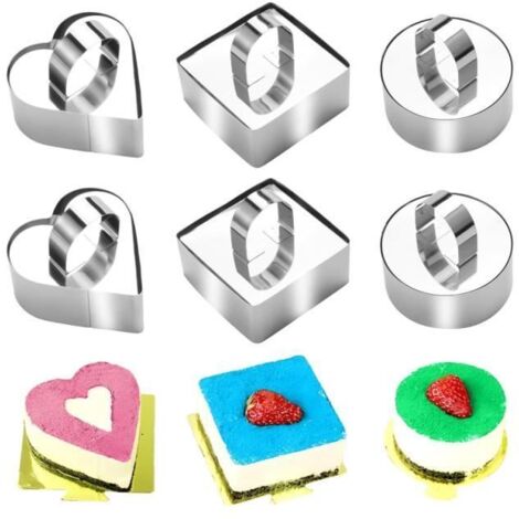 6 Pièces Cercle a Patisserie, 8cm Anneaux à Dessert Petit, Cercle Patisserie, Déblocage Facile, avec Plaque De Poussée