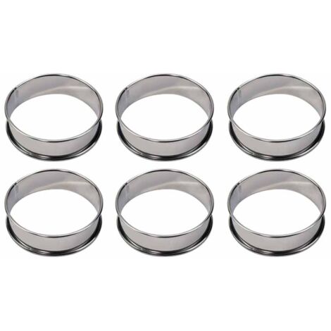 6 Pièces Cercle Tartelette, Cercle a Patisserie 8cm, Cercles et Cadres à Pâtisserie, Cercle a Tartelette, Moule a Pancake, Cercle Cuisine Inox pour Muffins Tartes Gâteaux Crumpets, pour la poêle