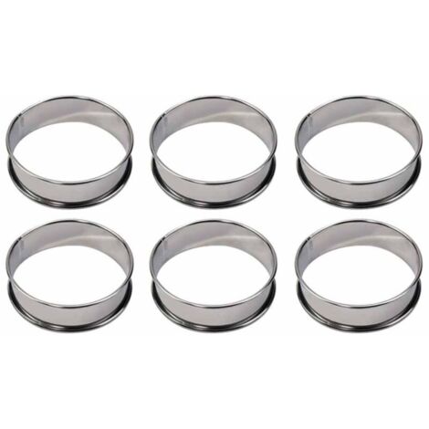 6 Pièces Cercle Tartelette, Cercle a Patisserie 8cm, Cercles et Cadres à Pâtisserie, Cercle a Tartelette, Moule a Pancake, Cercle Cuisine Inox pour Muffins Tartes Gâteaux Crumpets, pour la poêle
