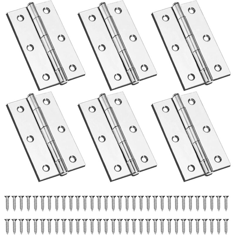 6 Pièces Charnière,75mm × 50mm Charnière Acier,Charnières à Roulement,Charnière Piano,Charnière Piano Inox,Paumelles,Paumelles De Porte,Charnière De