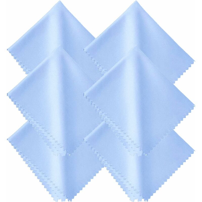 Linghhang - 6 pièces chiffon de nettoyage pour lunettes - bleu clair, 15 x 18 cm, chiffon de nettoyage pour écran en microfibre chiffon de nettoyage