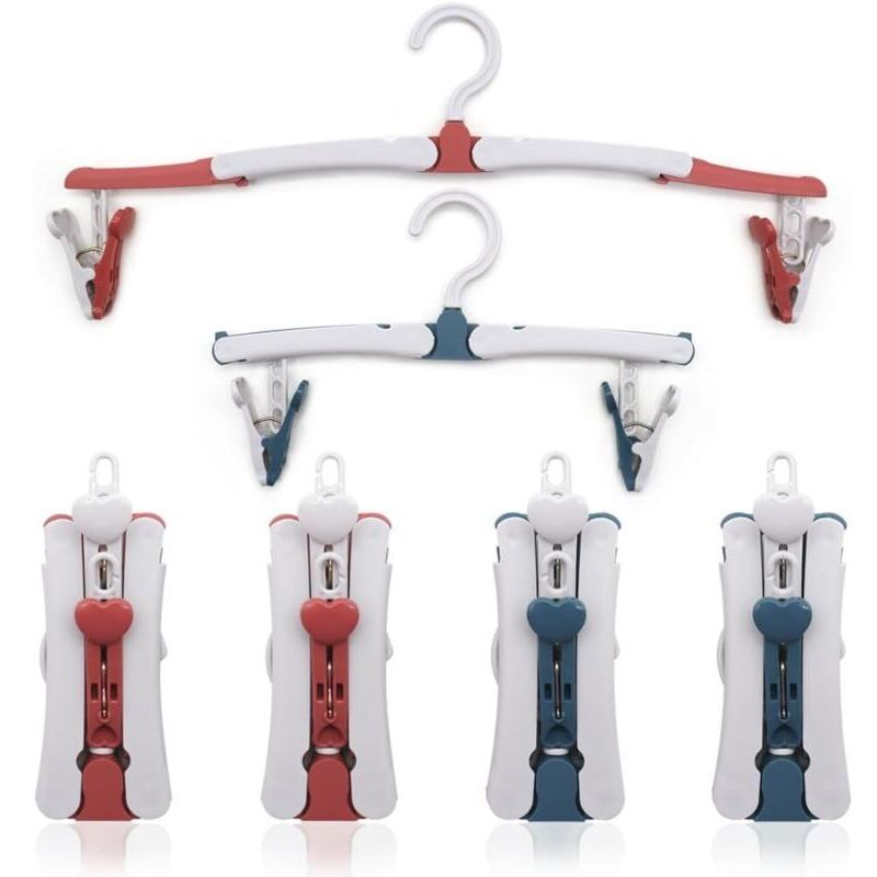 6 Pièces Cintre Pliable,Cintres Pliables de Voyage avec Clip,Cintres de Voyage Portables Pliables,Cintre Pliant en Plastique,Rotatifs à 360