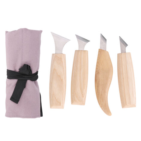 6 Pièces Ciseaux à Bois en Acier Inoxydable avec Manches en Hêtre - Outils de Sculpture sur Bois pour Menuiserie