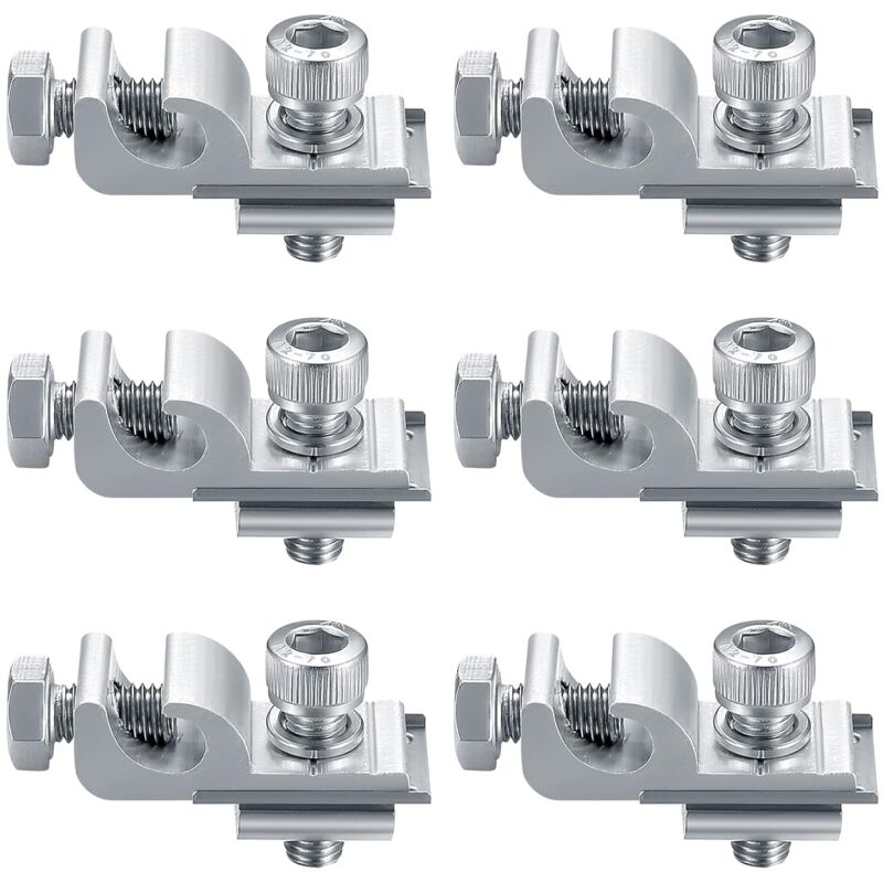 Roleader - 6 Pièces Clips de Mise à Terre de Panneau Solaire Standard, Kit de Fixation pour Système de Montage Solaire, Pinces de Support de Montage