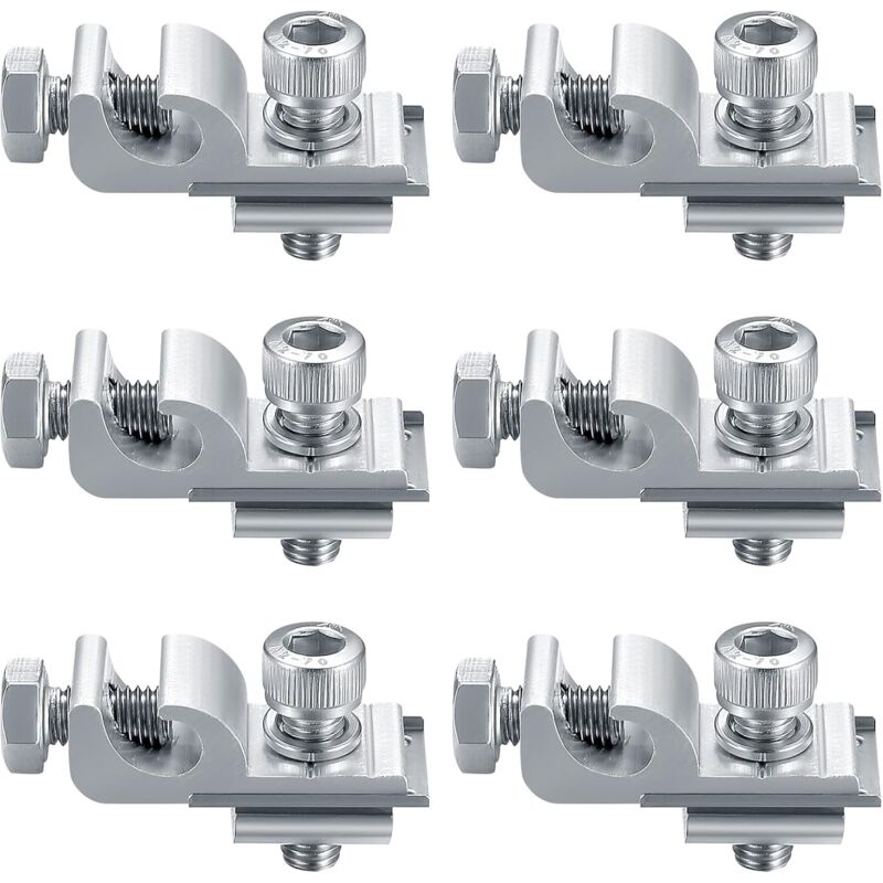 6 Pièces Clips de Mise à Terre de Panneau Solaire Standard, Kit de Fixation pour Système de Montage Solaire, Pinces de Support de Montage Cosses de