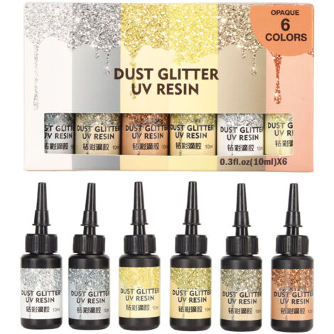 6 pièces Colle UV 10ml en Forme de Stylo, Durcissement Rapide, Série Jaune pour DIY Bijoux et Artisanat