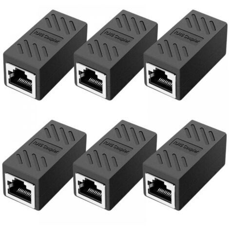 6 Pièces Coupleur RJ45, Coupleur Réseau, Connecteurs Ethernet, Coupleur en Ligne Blindé pour Connecteur D'extension de Câble Ethernet Cat7/Cat6/Cat5e/Cat5-Femelle à Femelle