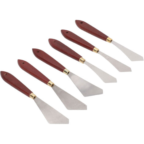 6 Pièces Couteaux à Palette en Acier Inoxydable avec Manche en Bois pour Peinture Artistique et Mélange de Couleurs
