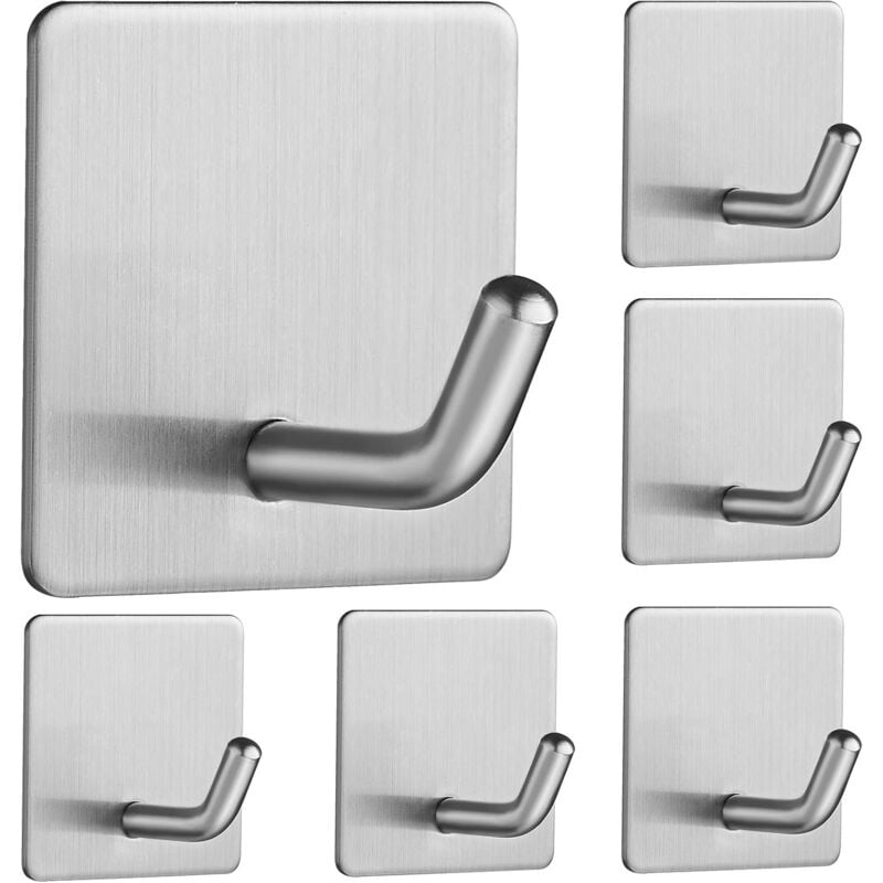 Linghhang - 6 Pièces Crochet Adhésif Crochet Mural Salle de Bains En Acier Inox SUS304 Porte Serviette Adhesif Crochets Porte Imperméable et