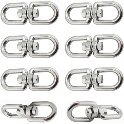 6 Pièces Crochet Pivotant M6 Double Extrémité Anneaux Pivotants en Acier Inoxydable 304 Suspendue Crochet Pivotant pour Balançoires Fauteuils Suspendus Sacs de Sable Cordes Chaînes