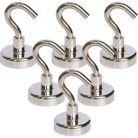 6 pièces Crochets magnétiques, aimants de robustes avec crochet pour le réfrigérateur, crochet de croisière plus fort pour suspendre, cintre magnétique pour cabines, grill-Crezuo