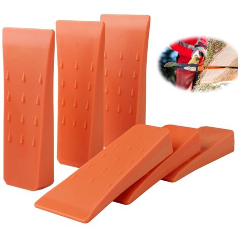 6 Pièces D'Abattage pour Tronçonneuse, Coin Abattage ABS Plastique, Cale Dabattage pour l'Abattage Contrôlé des Arbres, 15.26.62.5cm Coins D'Arbres(Orange)