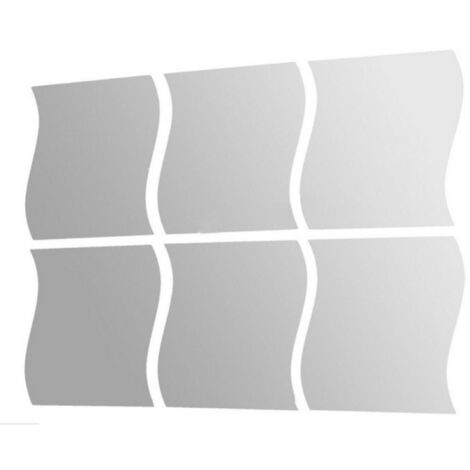 6 pièces d'autocollants muraux tridimensionnels de miroir de combinaison de vague, autocollants muraux de chambre d'enfants, autocollants muraux de miroir, nouveaux autocollants muraux