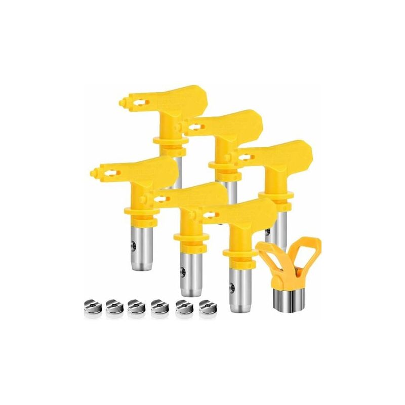 6 pièces de buses airless + 1 pièce de porte-buse, buse airless pour pistolet à peinture haute pression (modèle 515, 517, 519, 521, 523, 525)