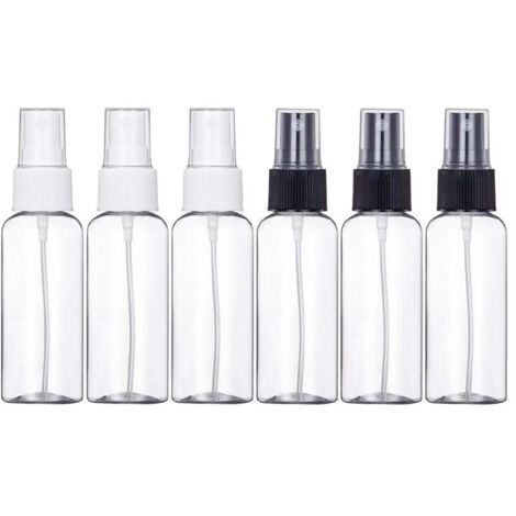 6 pièces de flacon pulvérisateur vide de 100 ml Flacon pulvérisateur vide Pulvérisateur atomiseur en plastique réutilisable,blancx3,noirx3