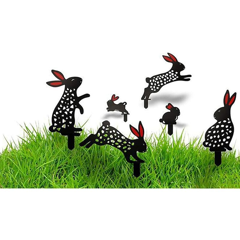 6 pièces de Lapin Réaliste Décoration De Plancher De Pelouse De Jardin d'art De Yard De Lapin Jardin De Silhouette Animale Décor De Statue De lapin