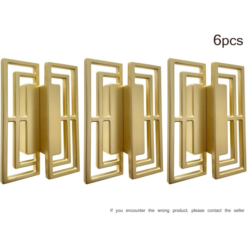 6 pièces de poignées de tiroir brossées en or, meuble tv de placard, poignées élégantes en cuivre doré, motifs chinois de bon augure modernes,
