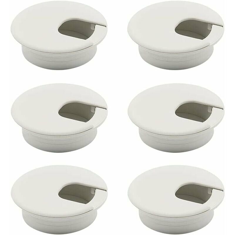 Soleil - 6 Pieces Desktop Cable Grommet White Round Flush Mount Cable Grommets Cable Hole Cover Desk Grommet Desktop Cable Grommet Grommet White