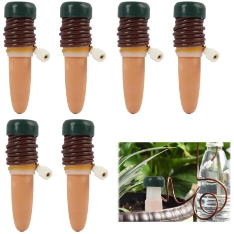 6 pièces d'inserts de bac à plantes auto-arrosants avec chevilles en terre cuite, système d'irrigation goutte à goutte automatique à libération lente pour plantes d'intérieur et d'extérieur, à utilise