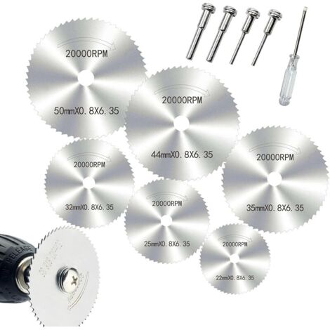 6 Pièces Disques de Coupe pour Outil Rotatif, HSS Lames de Perceuse à Disque, Mini Lames de Scie en Acier Rapide Circulaire, pour la Coupe du Bois, Plastique et Métal