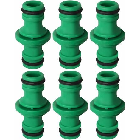 6 Pièces Double Connecteur de Tuyaux, Double Mâle Tuyau Connecteur Plastique Raccords de Tuyau pour Rejoignez le Tube de Tuyaux de Jardin (Vert)